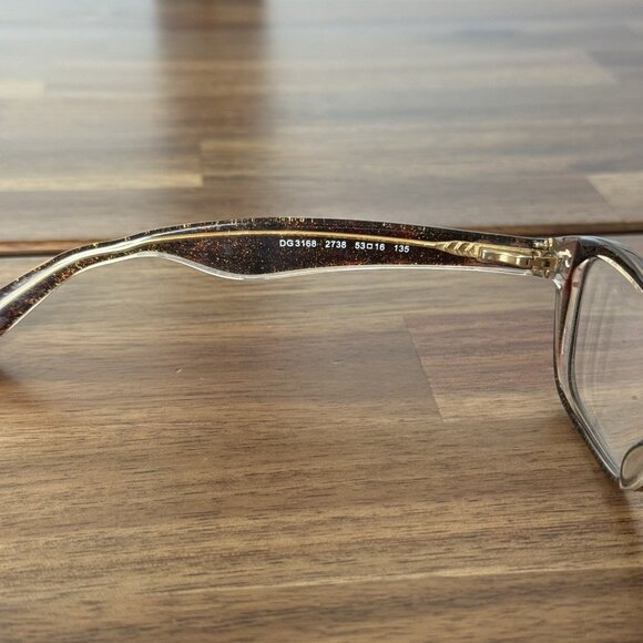 Dolce & Gabbana Eyeglasses Frames DG3168 2738 Tortoise Clear Gold 53-16-135 - Picture 6 of 13